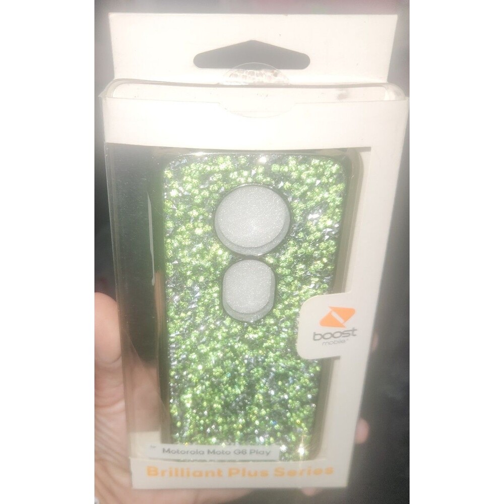 Motorola Moto G6 Play Bling Rhinestone Crystal Case - Green - NIB